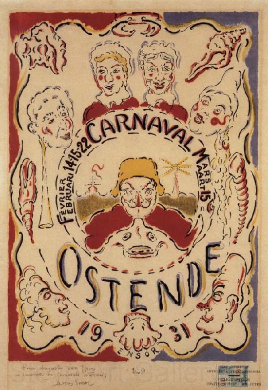 James Ensor Poster for the Carnival at Ostend Spain oil painting art